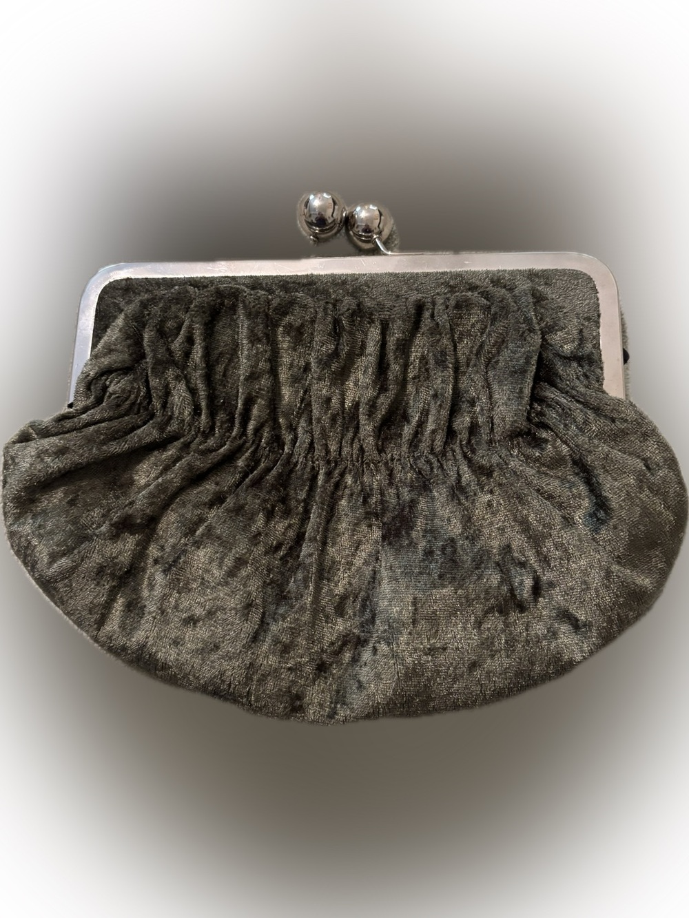 Olive green velvet clutch
